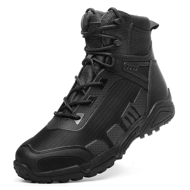 IODSON Men's Military Tactical Boots - Lightweight & Durable Work Boots for Outdoor, Combat, Jungle, Hiking & Backpacking - Anti-Slip - Black, Size 10 - Image 3